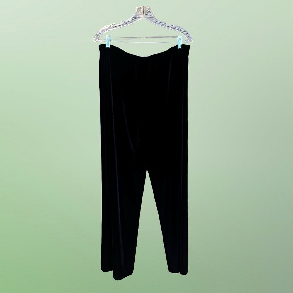 Alex Evenings Women's Black Velvet Flowy Pull On Pants Elastic Waist Size XL - Picture 9 of 12